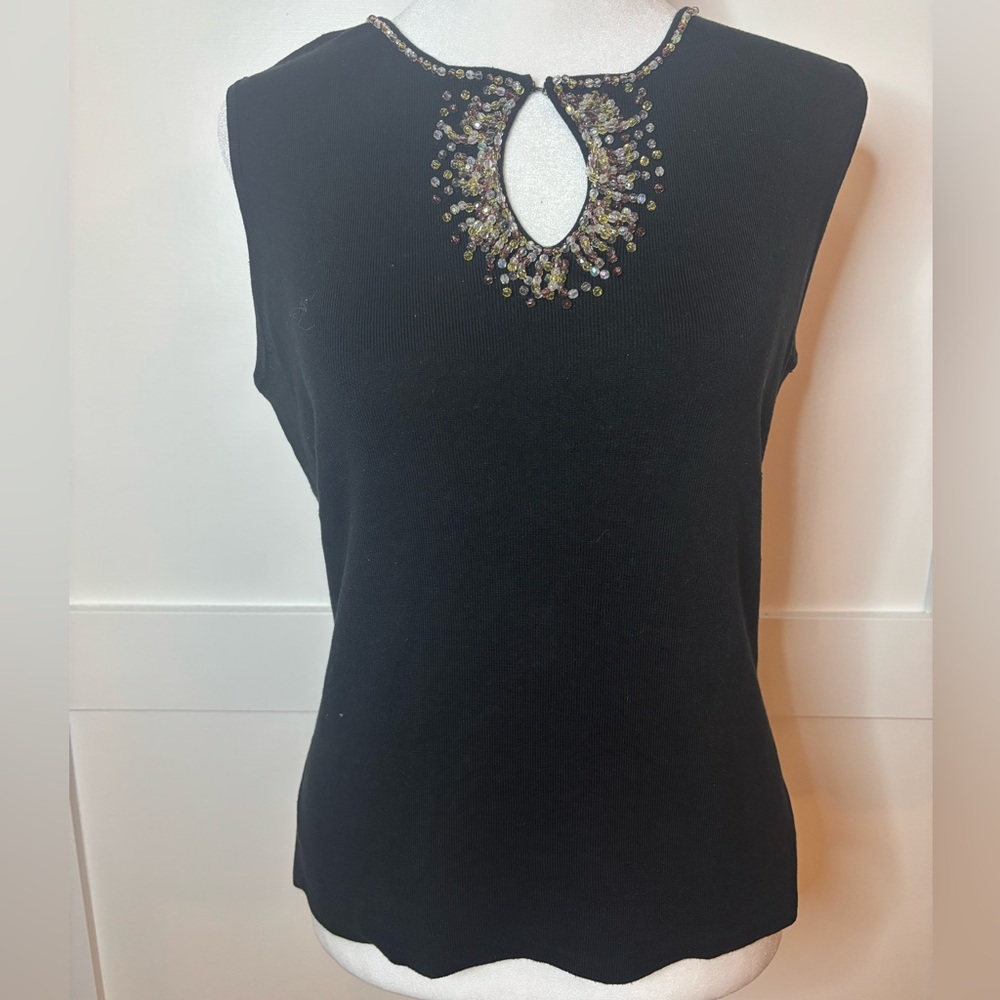 Embellished Black Sleeveless Top size medium